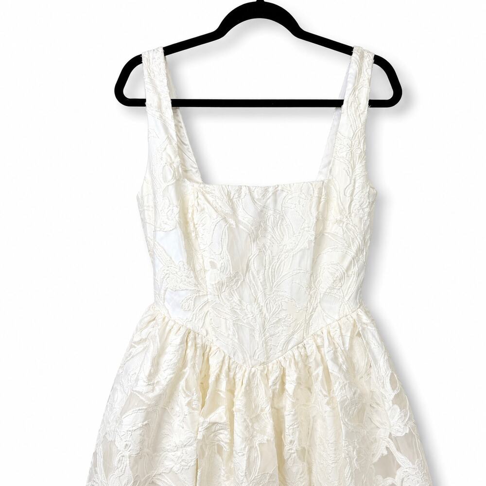 Lulus Bridal Corsen Ivory Floral Jacquard Corset A-Line Maxi Dress Wedding Gown - Picture 7 of 12